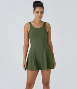 Mini Dresses|Dresses<HALARA Square Neck Pocket 2-Piece Mini Flare Dress Set