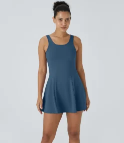 Mini Dresses|Dresses<HALARA Square Neck Pocket 2-Piece Mini Flare Dress Set