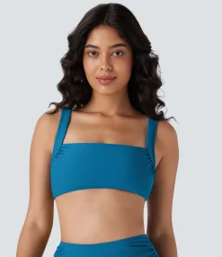 Beachwear<HALARA Square Neck Ruched Bikini Top Swimsuit