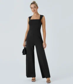 Jumpsuits<HALARA Square Neck Sleeveless Jumpsuit