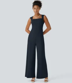 Jumpsuits<HALARA Square Neck Sleeveless Jumpsuit