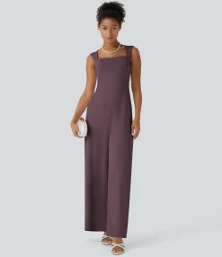 Jumpsuits<HALARA Square Neck Sleeveless Jumpsuit