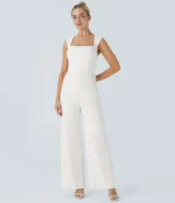 Jumpsuits<HALARA Square Neck Sleeveless Jumpsuit