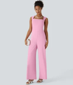Jumpsuits<HALARA Square Neck Sleeveless Jumpsuit