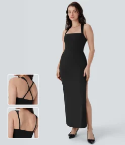 Maxi & Midi Dresses|Dresses<HALARA Square Neck Sleeveless Maxi Dress
