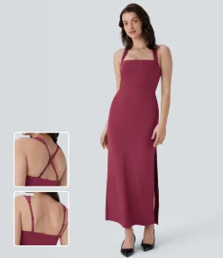Maxi & Midi Dresses|Dresses<HALARA Square Neck Sleeveless Maxi Dress