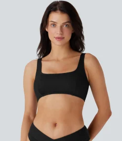Beachwear<HALARA Square Neck Texture Bikini Top Swimsuit