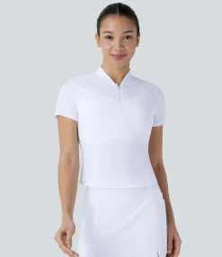 Sports Tops|Sports Tops<HALARA Stand Collar Half Zip Short Sleeve Cut Out Cool Touch Quick Dry Golf Sports Top
