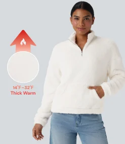 Sweatshirts & Hoodies<HALARA Stand Collar Long Sleeve Fleece Casual Sweatshirt with Kangaroo Pocket