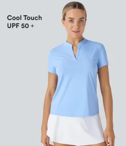 Sports Tops|Sports Tops<HALARA Stand Collar Short Sleeve Cool Touch Tennis Sport Top-UPF50+
