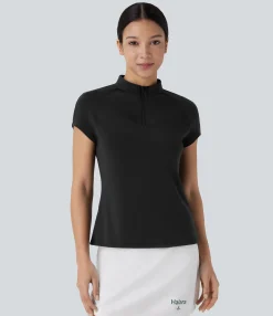 Sports Tops|Sports Tops<HALARA Stand Collar Zipper Contrast Mesh Quick Dry Golf Sports Top
