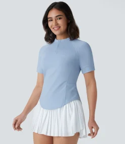 Sports Tops|Sports Tops<HALARA Stand Collar Zipper Pocket Curved Hem Golf Sports Top