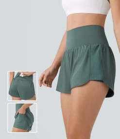 Active Shorts|Shorts<HALARA Super High Waisted Contrast Mesh Pocket & Pocket 2-in-1 Yoga Shorts 3''