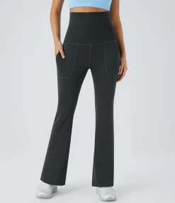Pocket Leggings|High Waisted Leggings<HALARA Super High Waisted Foldover Pocket Full Length Flare Leggings