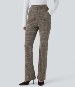 High-Waisted Pants|Work Pants<HALARA Super High Waisted Pocket Houndstooth Plaid Work Pants