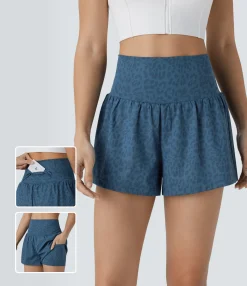 Active Shorts|Shorts<HALARA Super High Waisted Pocket & Pocket 2-in-1 Leopard Print Yoga Shorts