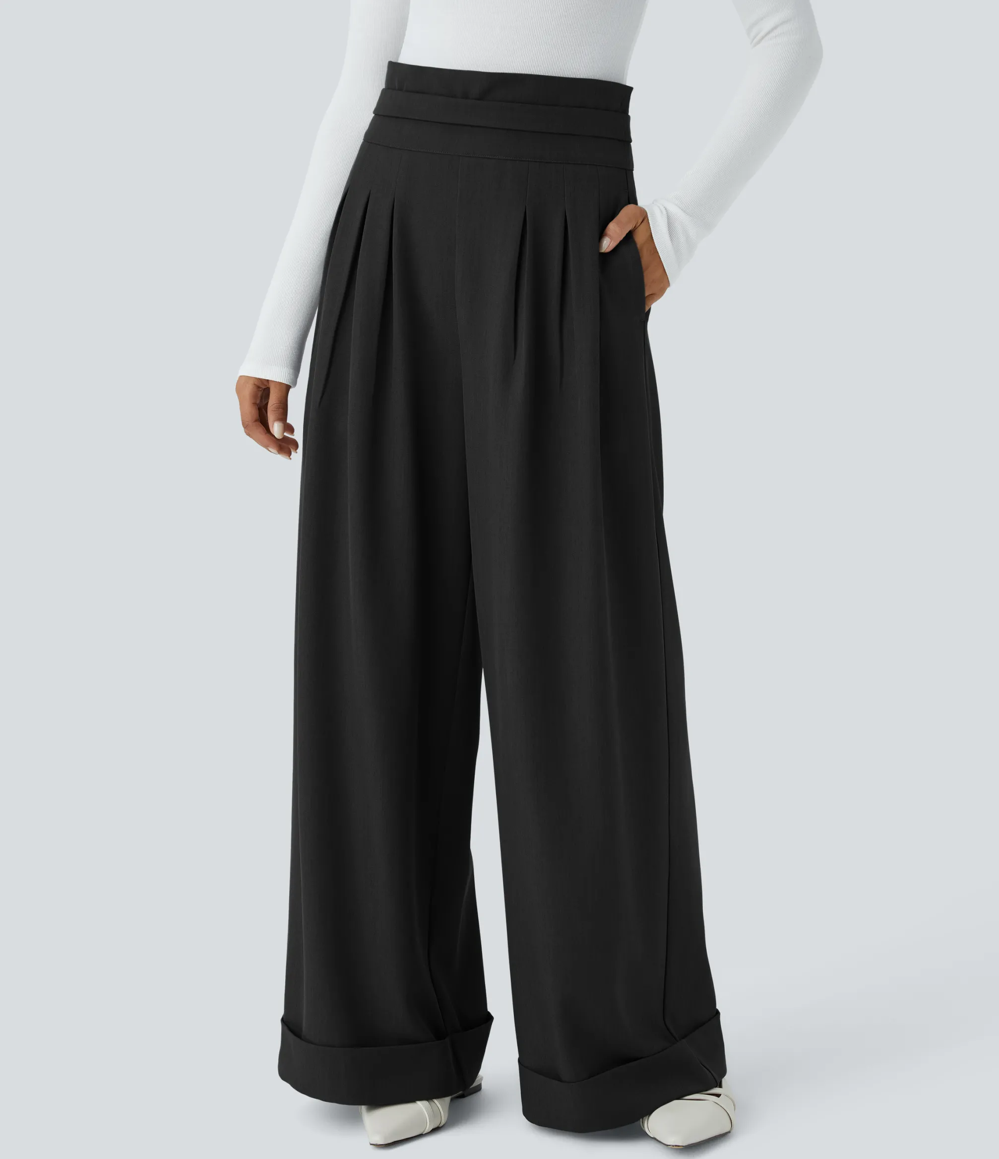 High-Waisted Pants|Pants<HALARA Super High Waisted Pocket Wide Leg Casual Pants