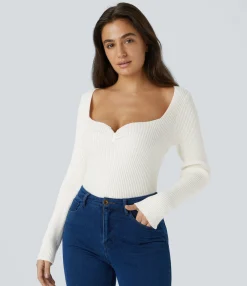 Sweaters<HALARA Sweetheart Neck Long Sleeve Slim Casual Sweater