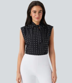 Shirts Blouses|Shirts & Blouses<HALARA Tie Front Sleeveless Polka Dot Work Shirt