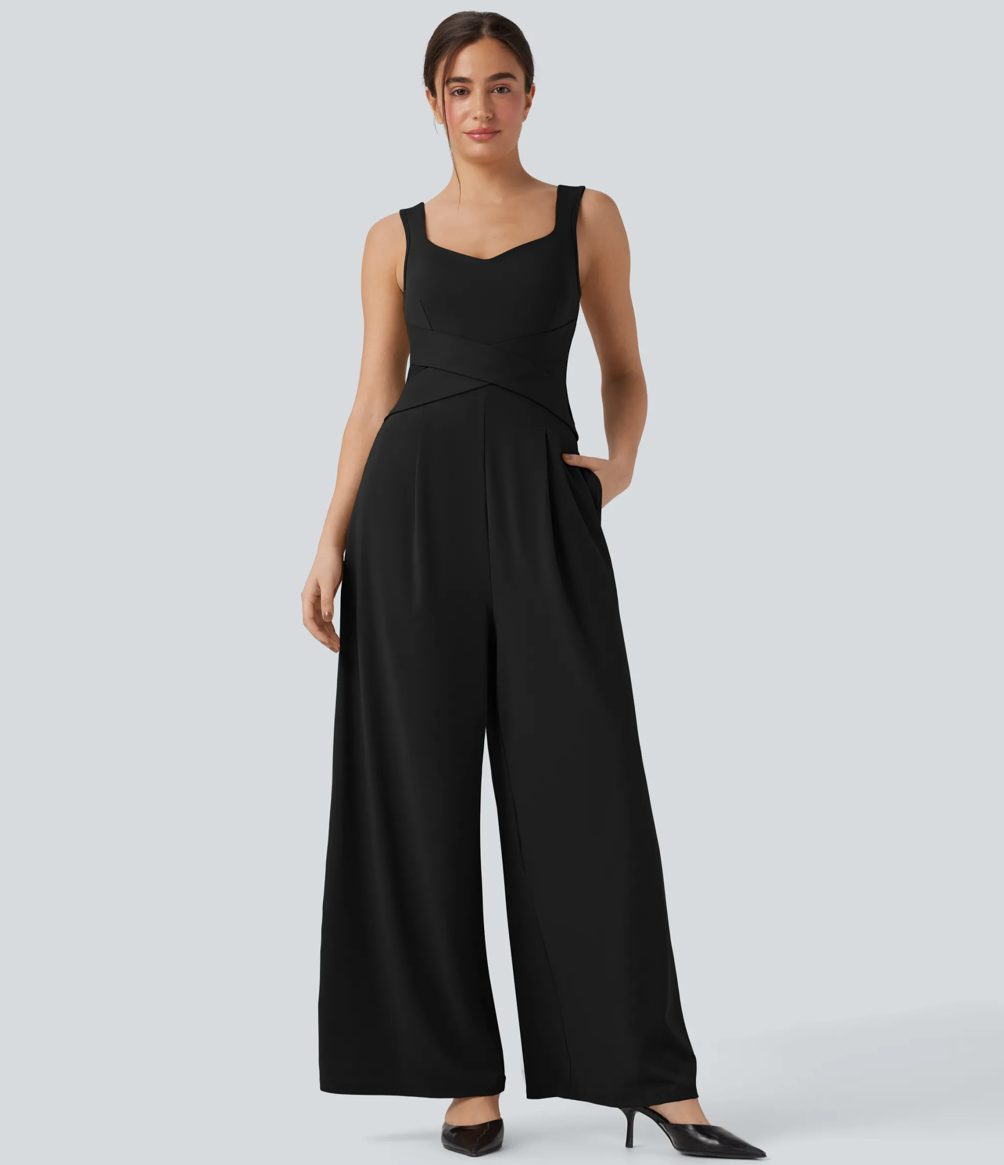 Jumpsuits<HALARA U Back Sleeveless Casual Jumpsuit with Pockets-Easy Peezy Edition