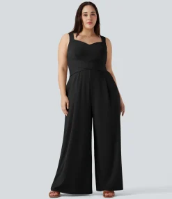 Plus Size<HALARA U Back Sleeveless Casual Plus Size Jumpsuit with Pockets