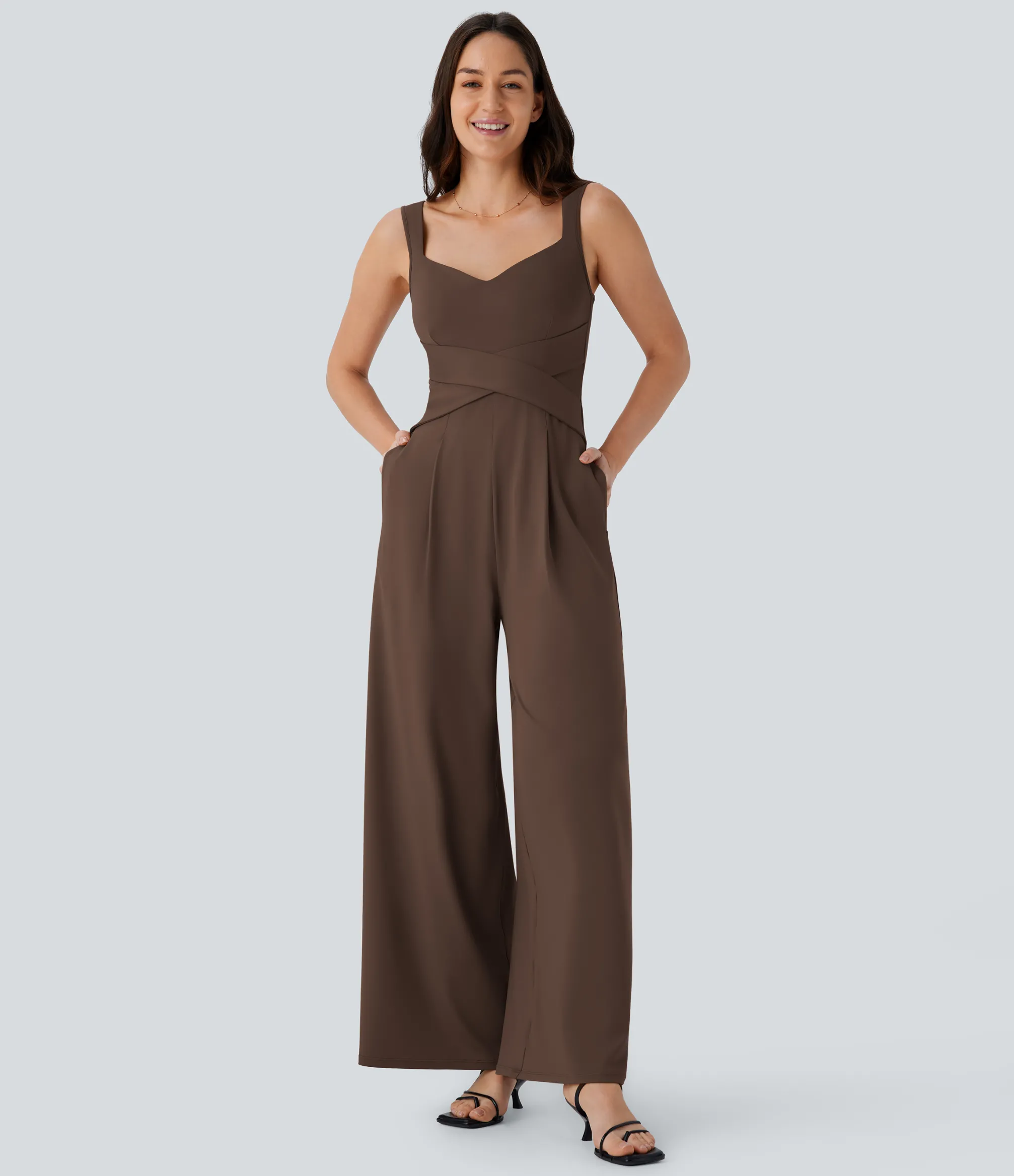 Jumpsuits<HALARA U Back Sleeveless Casual Jumpsuit with Pockets
