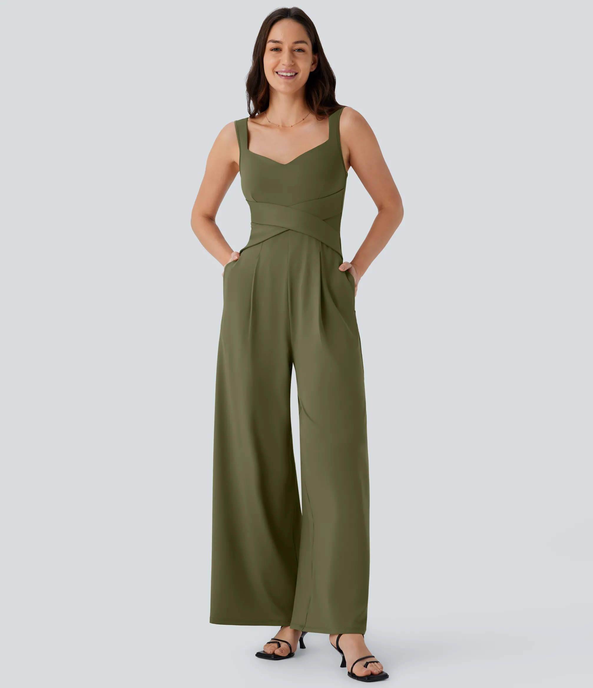 Jumpsuits<HALARA U Back Sleeveless Casual Jumpsuit with Pockets