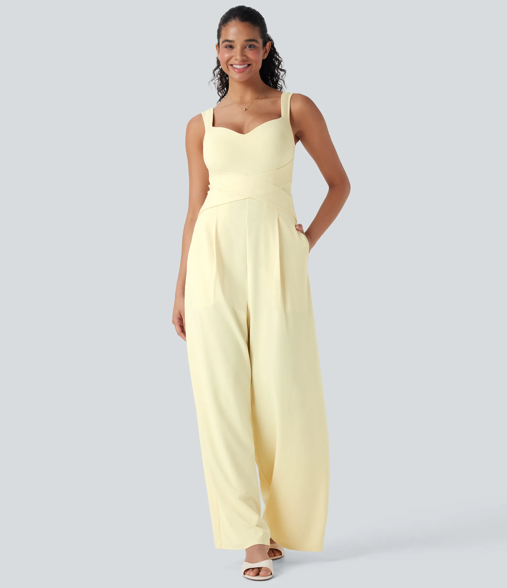 Jumpsuits<HALARA U Back Sleeveless Casual Jumpsuit with Pockets