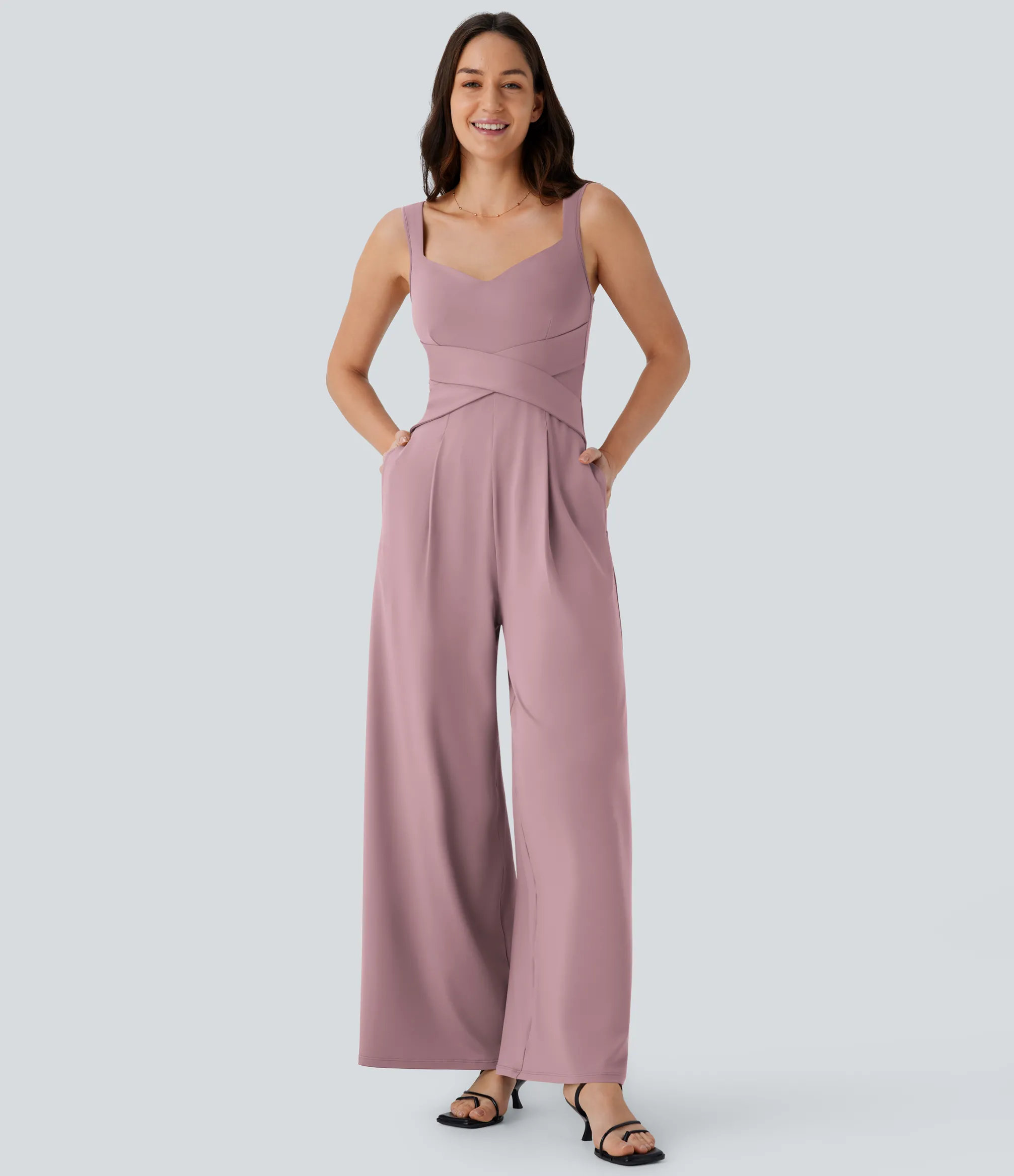 Jumpsuits<HALARA U Back Sleeveless Casual Jumpsuit with Pockets