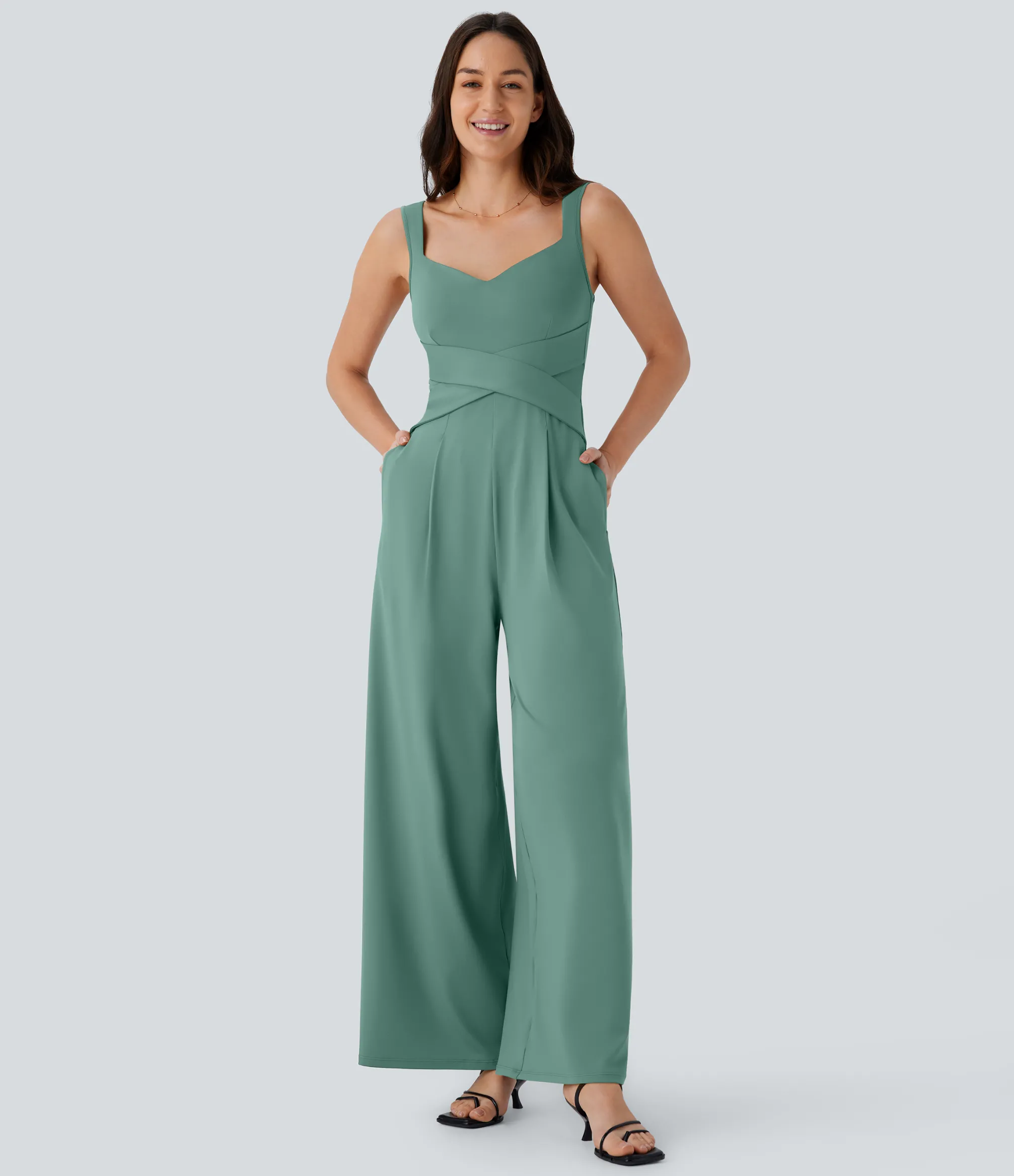 Jumpsuits<HALARA U Back Sleeveless Casual Jumpsuit with Pockets