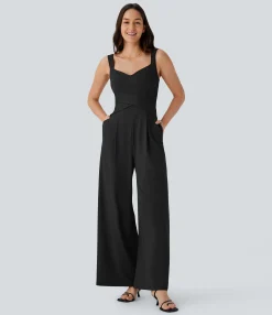 Jumpsuits<HALARA U Back Sleeveless Casual Jumpsuit with Pockets