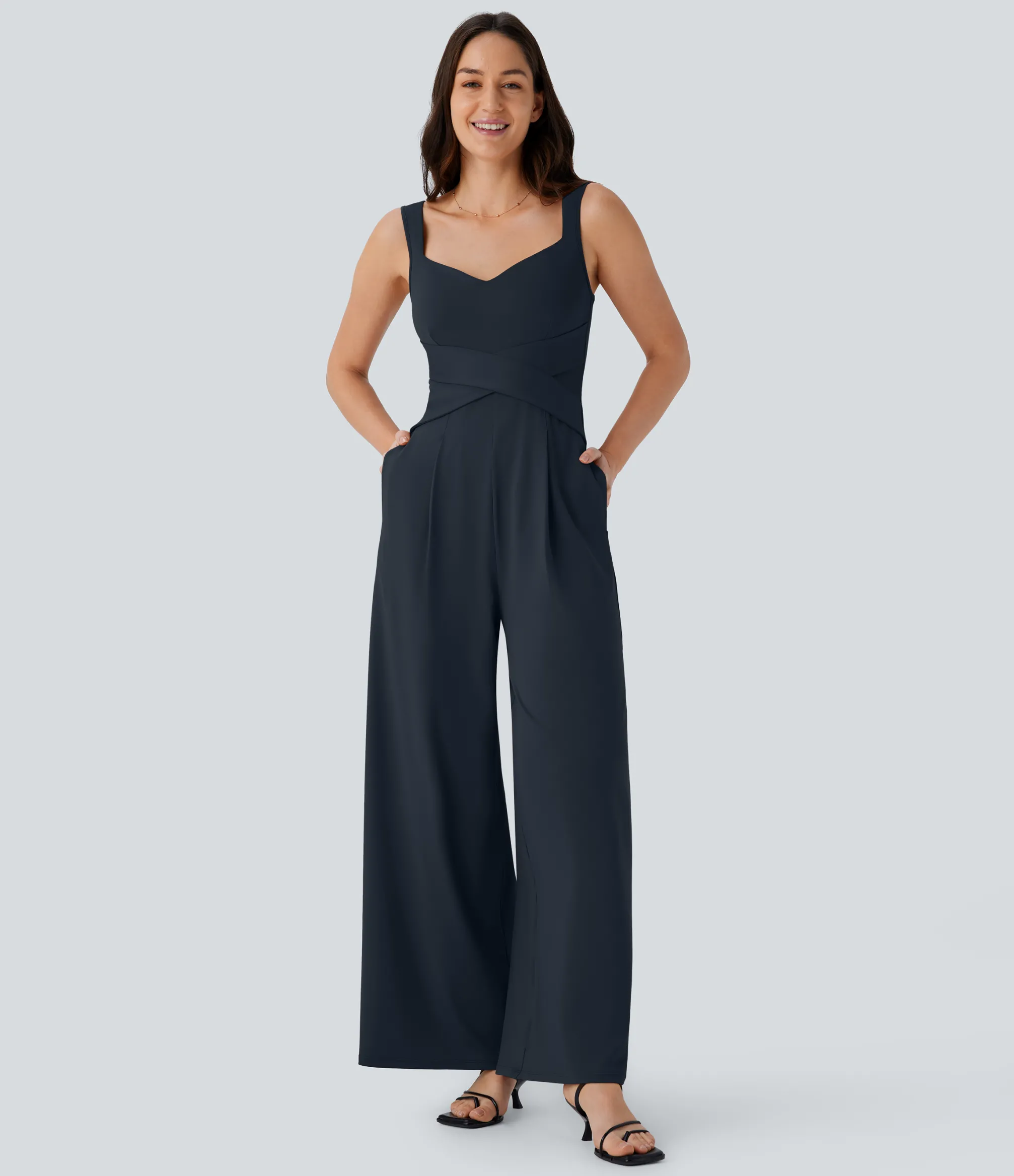 Jumpsuits<HALARA U Back Sleeveless Casual Jumpsuit with Pockets