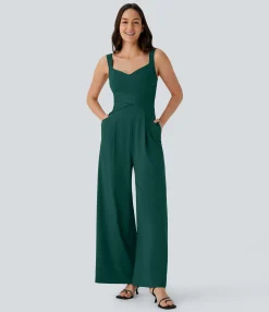 Jumpsuits<HALARA U Back Sleeveless Casual Jumpsuit with Pockets