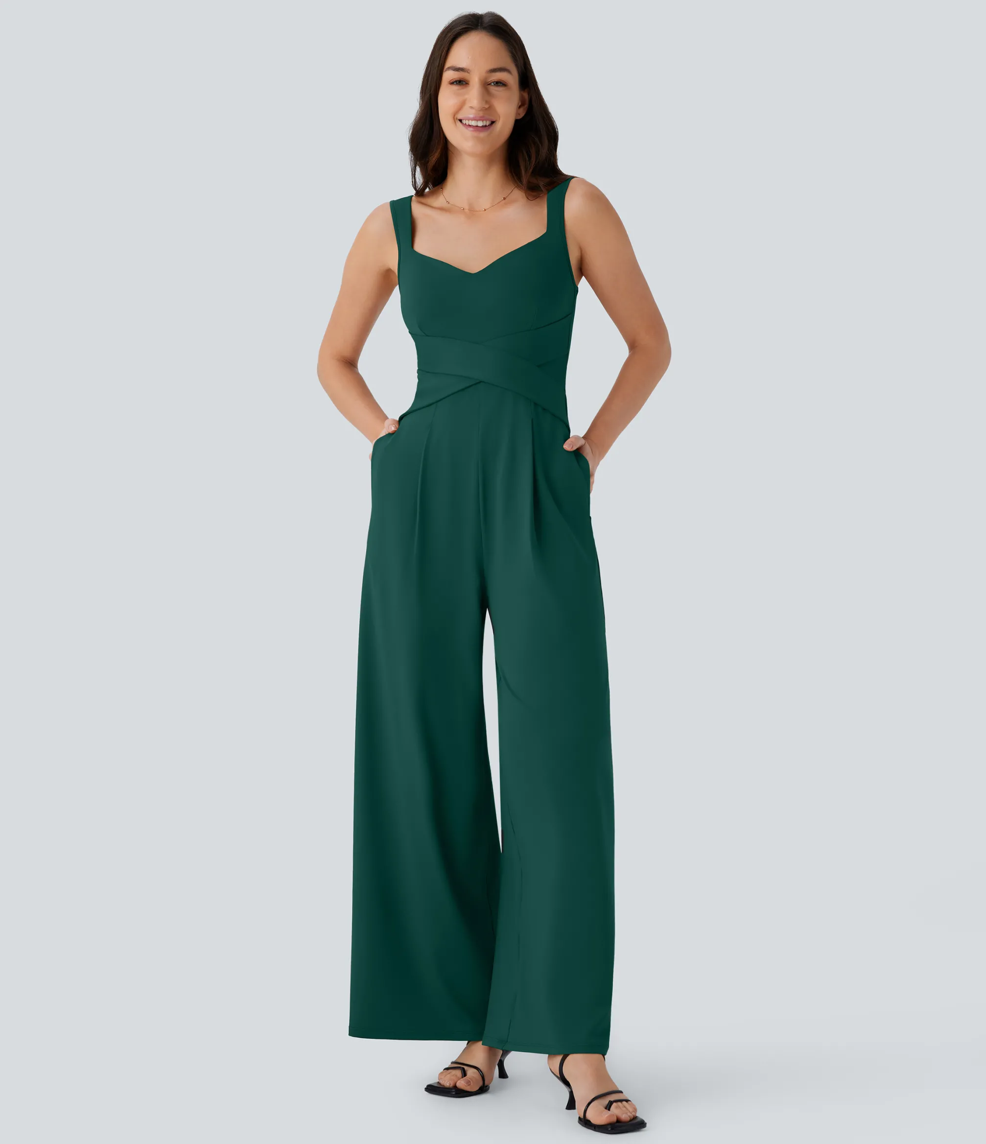 Jumpsuits<HALARA U Back Sleeveless Casual Jumpsuit with Pockets
