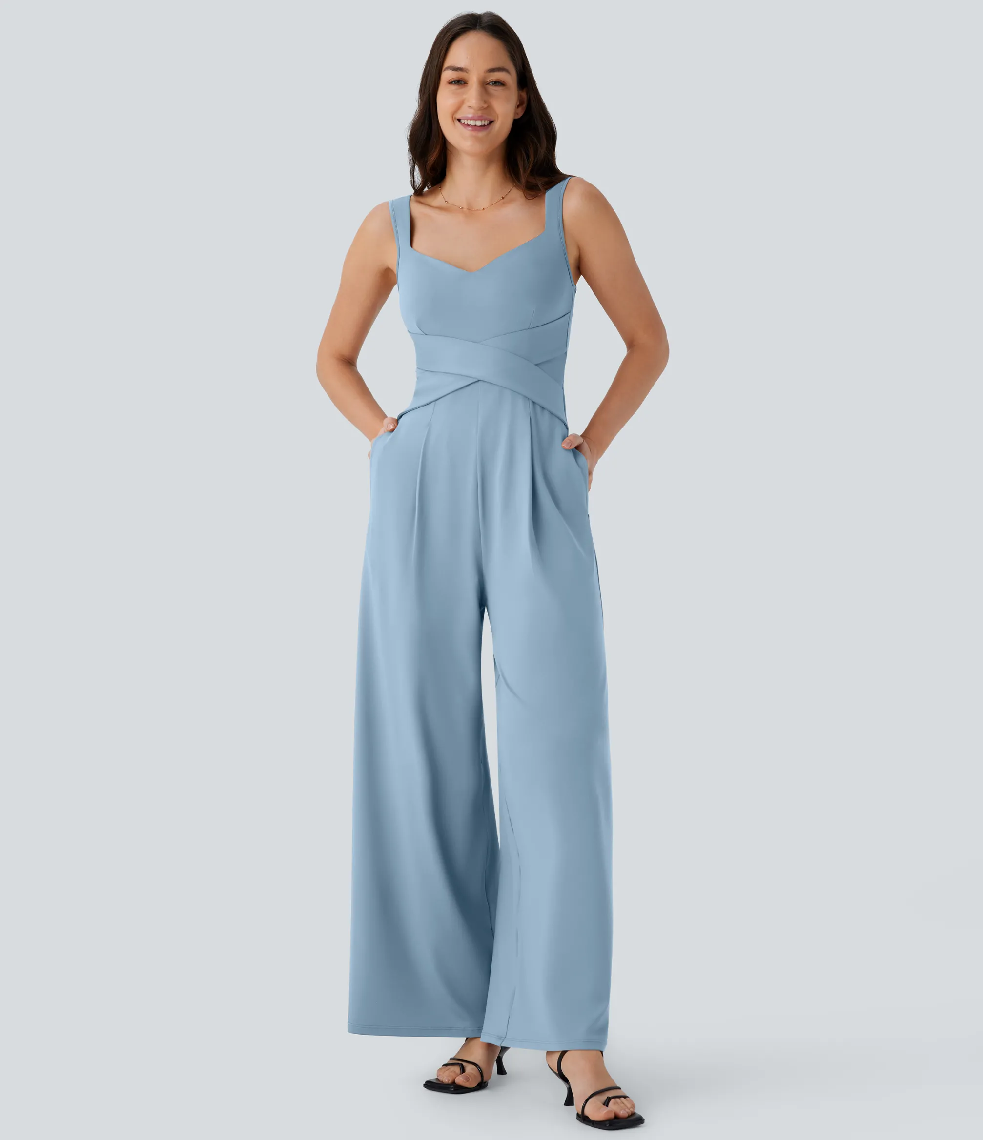 Jumpsuits<HALARA U Back Sleeveless Casual Jumpsuit with Pockets