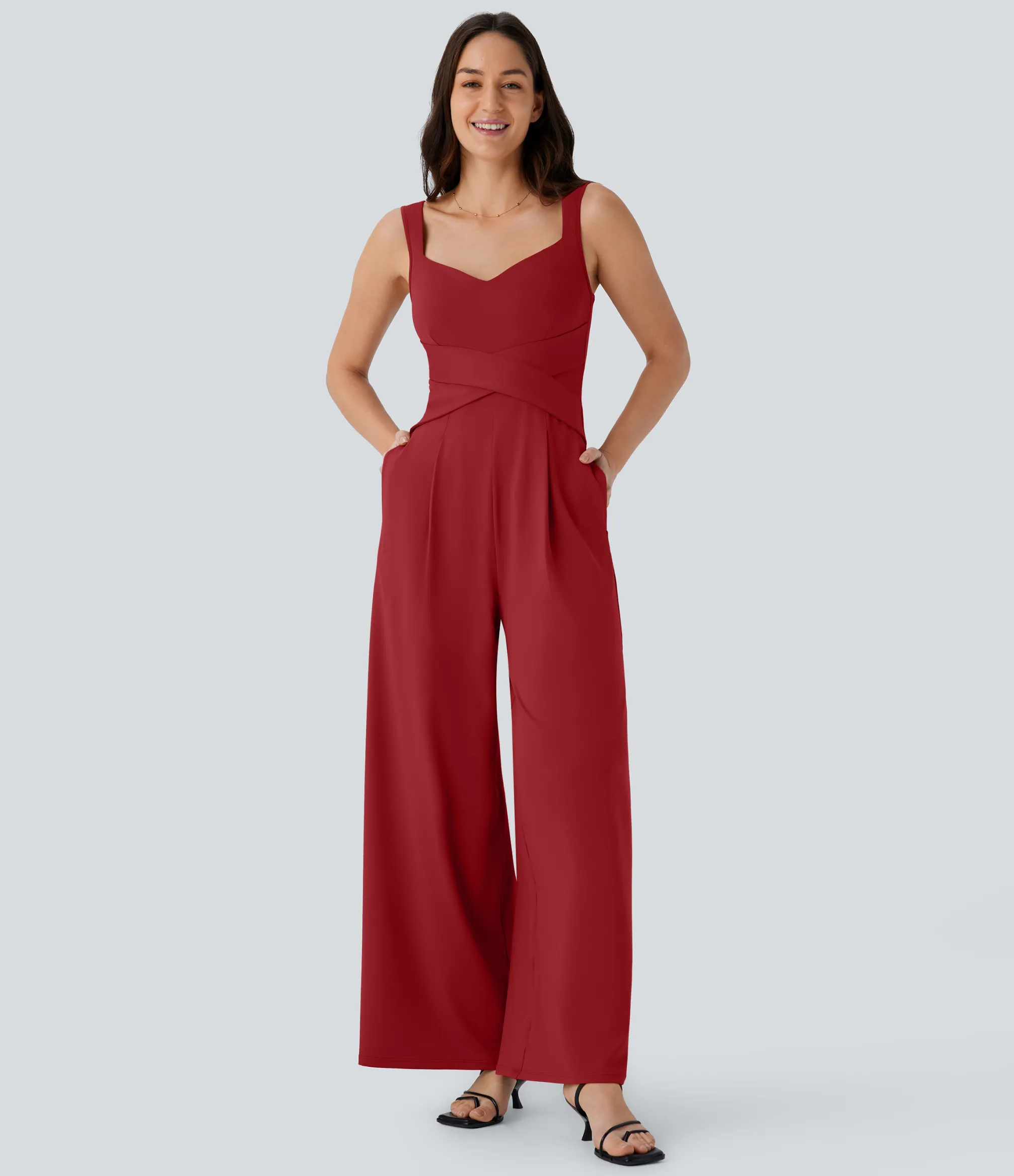 Jumpsuits<HALARA U Back Sleeveless Casual Jumpsuit with Pockets