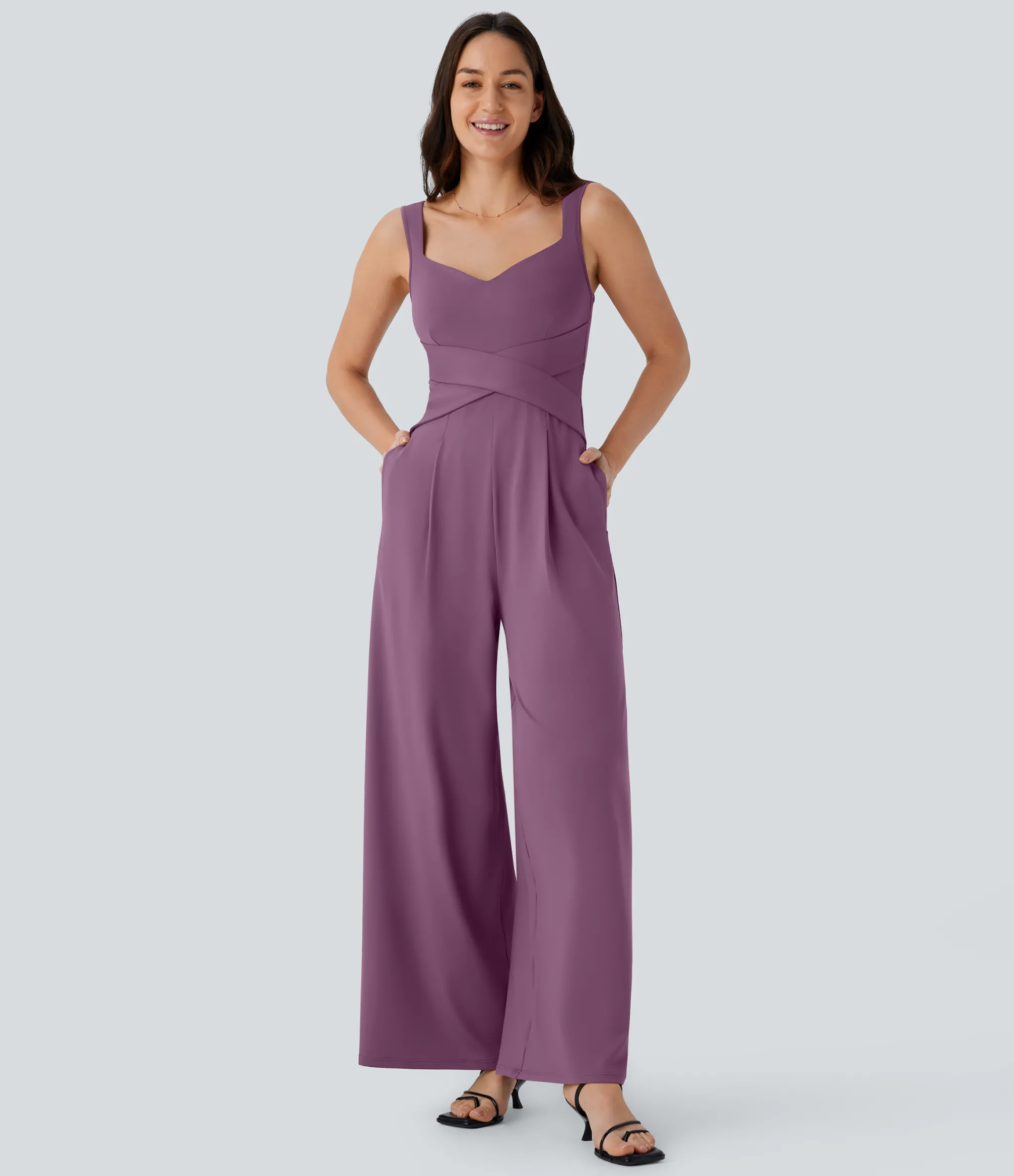 Jumpsuits<HALARA U Back Sleeveless Casual Jumpsuit with Pockets