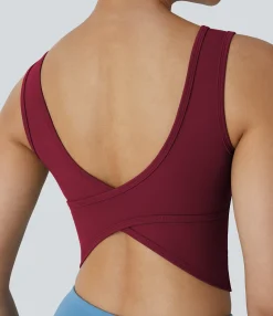 Casual Tops|Yoga Tops<HALARA U Neck Crossover Barre Ballet Dance Tank Top