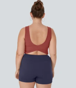 Yoga Tops|Plus Size<HALARA U Neck Crossover Plus Size Barre Ballet Dance Tank Top