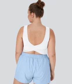 Yoga Tops|Plus Size<HALARA U Neck Crossover Plus Size Barre Ballet Dance Tank Top