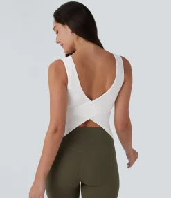 Tank Tops & Camis|Tank Tops<HALARA U Neck Crossover Yoga Tank Top-Longer Length