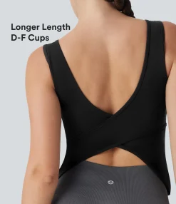 Tank Tops & Camis|Tank Tops<HALARA U Neck Crossover Yoga Tank Top-Longer Length-D/DD/DDD/F Cups