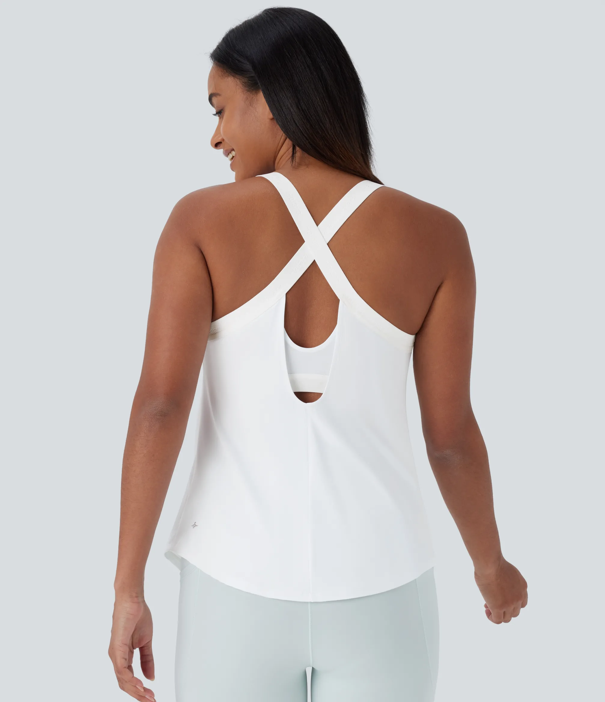 Yoga Tops|Tank Tops & Camis<HALARA U Neck Curved Hem Cool Touch Yoga Tank Top-UPF50+
