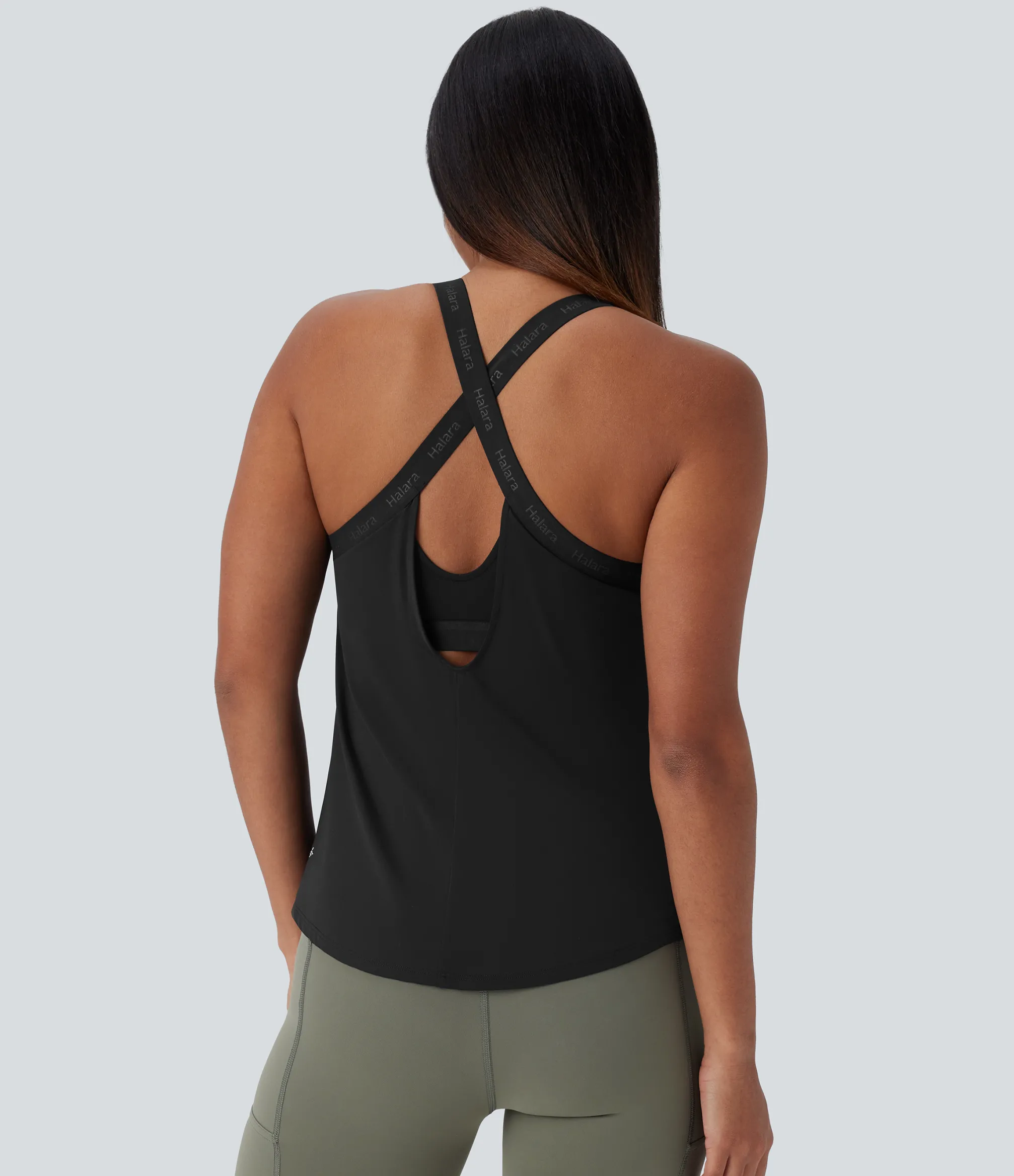 Yoga Tops|Tank Tops & Camis<HALARA U Neck Curved Hem Cool Touch Yoga Tank Top-UPF50+
