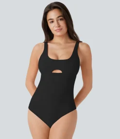 Beachwear<HALARA U Neck Cut Out One Piece Swimsuit