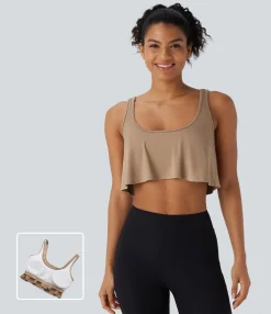 Yoga Tops|Tank Tops & Camis<HALARA U Neck Draped Cropped Yoga Tank Top