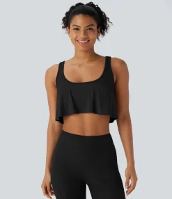 Yoga Tops|Tank Tops & Camis<HALARA U Neck Draped Cropped Yoga Tank Top