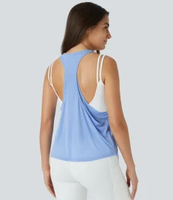 Tank Tops & Camis|Tank Tops<HALARA U Neck Draped Curved Hem Yoga Tank Top