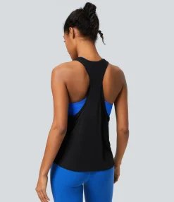 Tank Tops & Camis|Tank Tops<HALARA U Neck Draped Curved Hem Yoga Tank Top