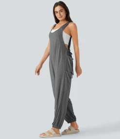 Jumpsuits<HALARA U Neck Drawstring Pockets Casual Jumpsuit